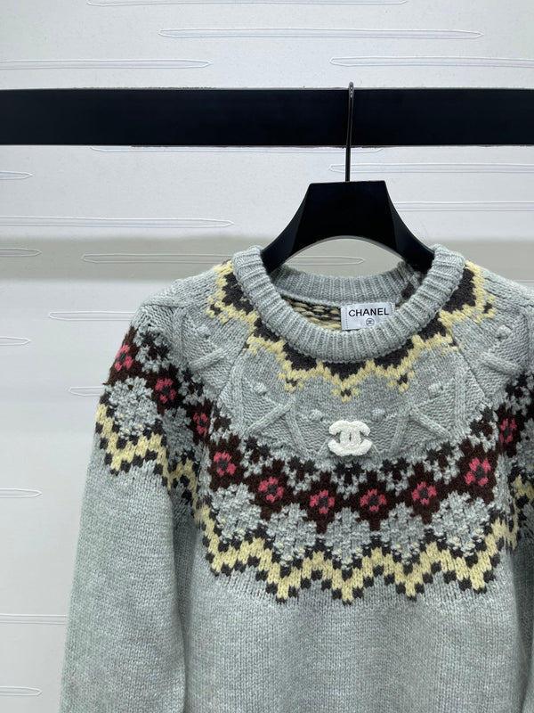 Chanel Pull 2025 Gris Couleurs Mélangées Laine Nylon 319617