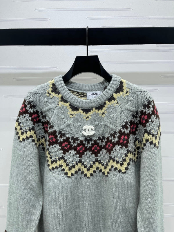 Chanel Pull 2025 Gris Couleurs Mélangées Laine Nylon 319617
