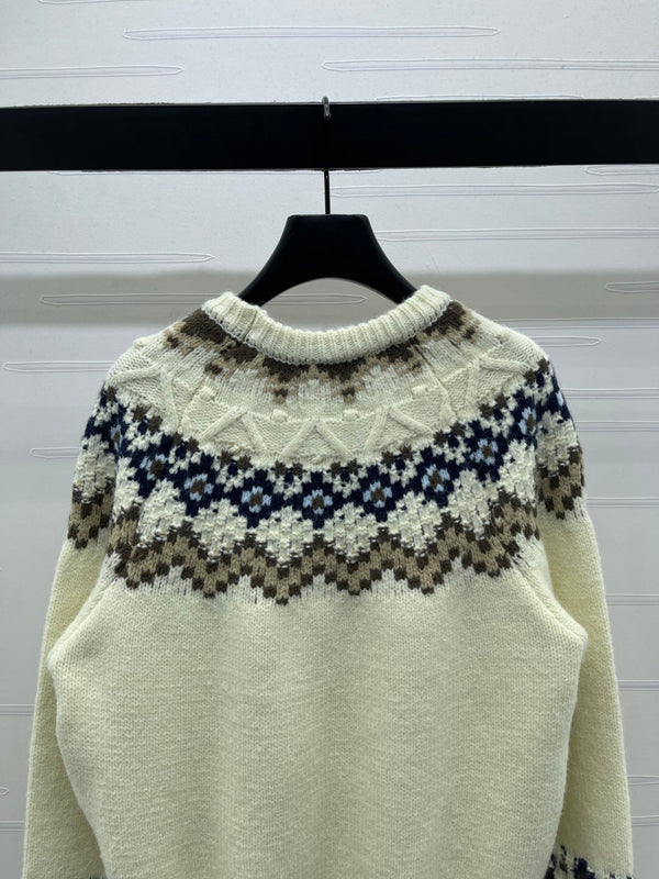 Pull Chanel 2025 Crème Couleurs Mélangées Laine Nylon 319615