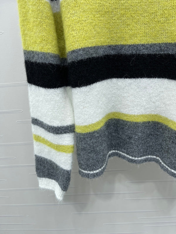 Chanel 2025 Pull Rayé Manches Longues Laine Cachemire Jaune 319606