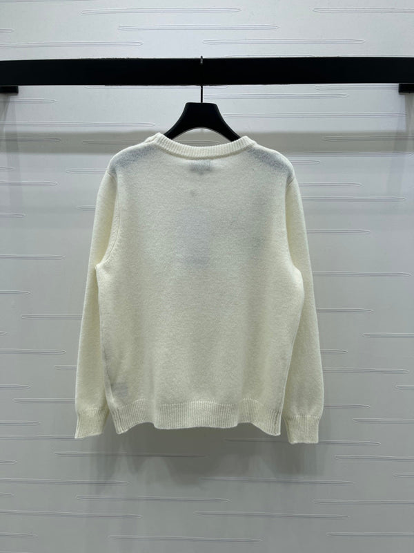 Chanel Motifs Floraux Pull Crème Brodé 340996