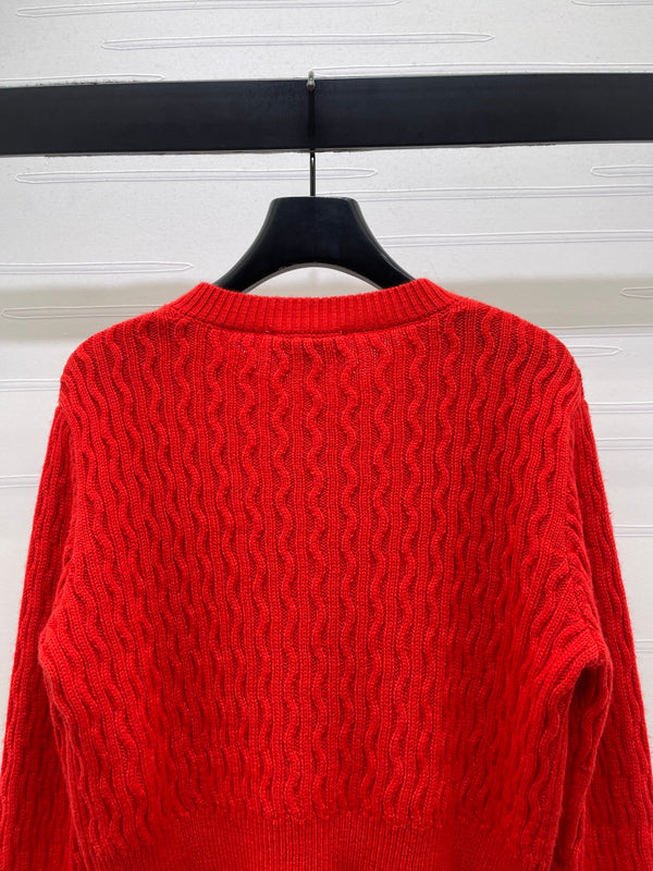 Chanel Cardigan en tricot Laine Cachemire Rouge 2026 340962