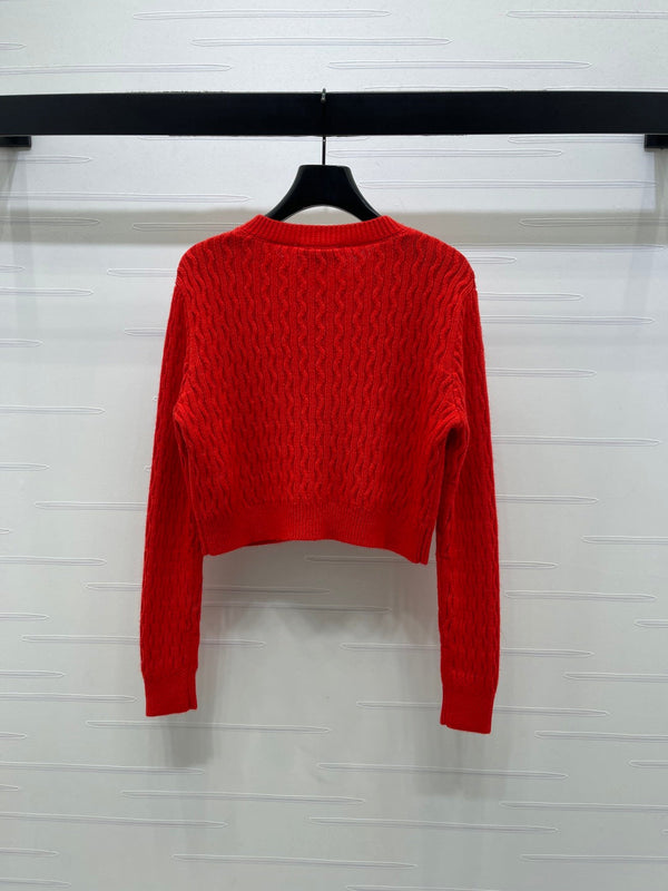 Chanel Cardigan en tricot Laine Cachemire Rouge 2026 340962