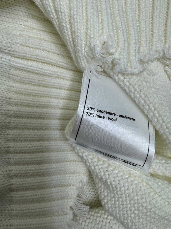 CC Pull en maille à manches courtes Blanc Noir Cachemire Laine 351022