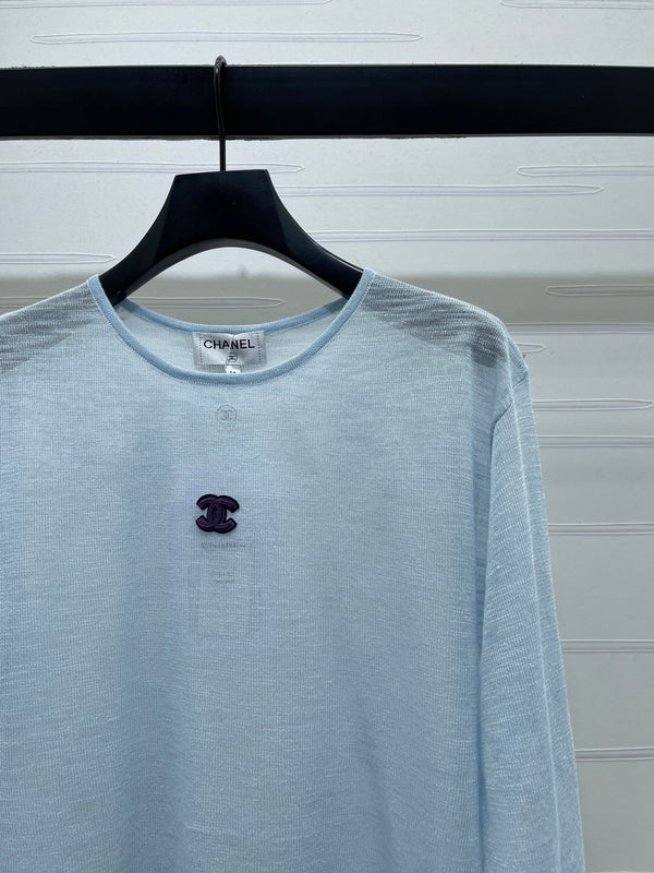 Ensemble deux pièces caraco et tricot manches longues CC 26s Bleu clair 344133