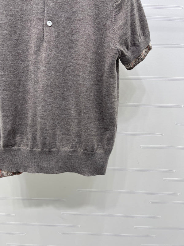Chemise Miu semi-ouverte à manches courtes, maille grise 343425