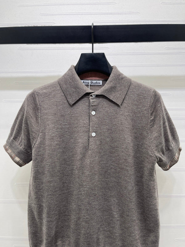 Chemise Miu semi-ouverte à manches courtes, maille grise 343425