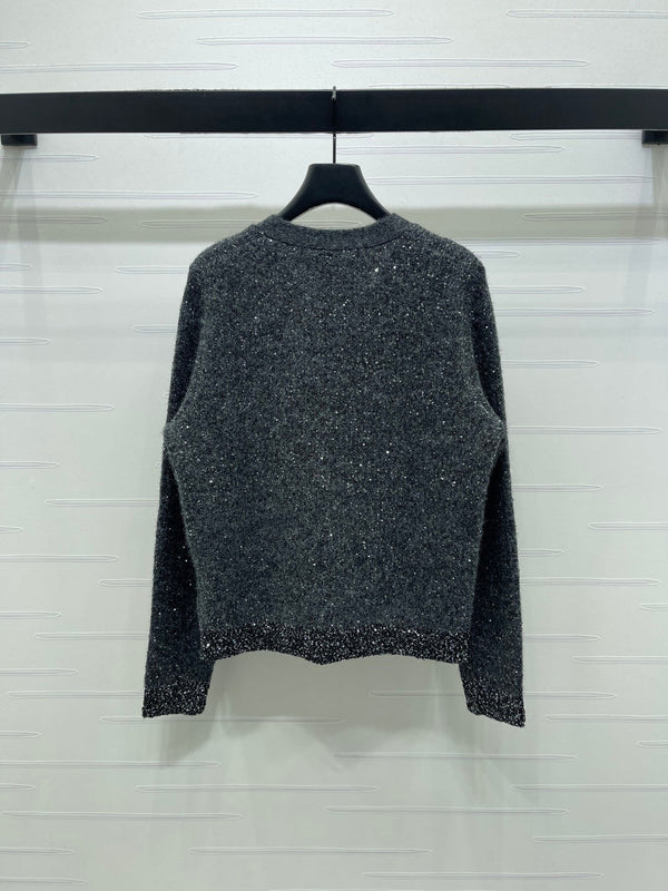 CC 26s Gilet en maille à sequins col V gris 344109