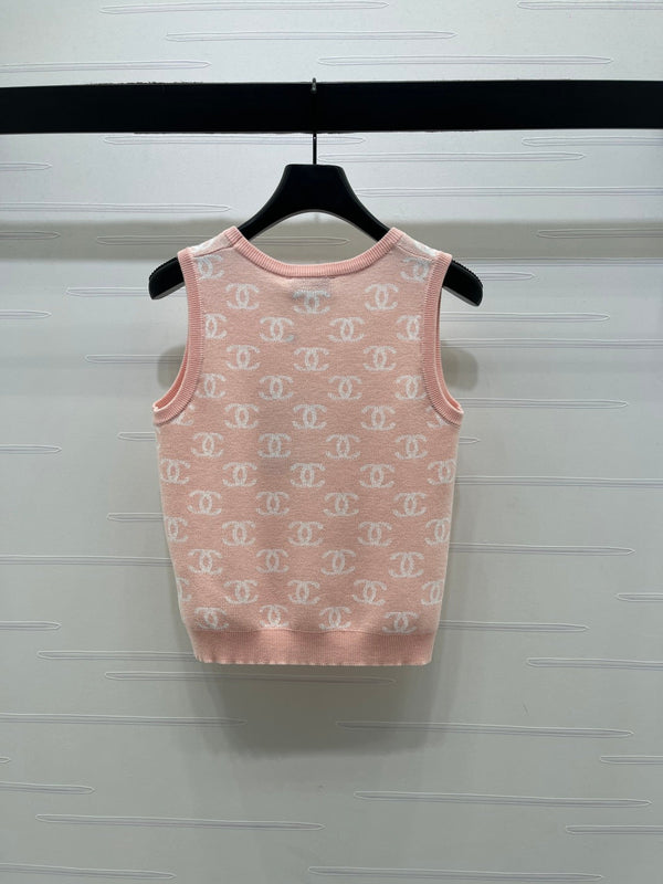 CC 26sGilet tricoté en jacquard Laine rose 344122