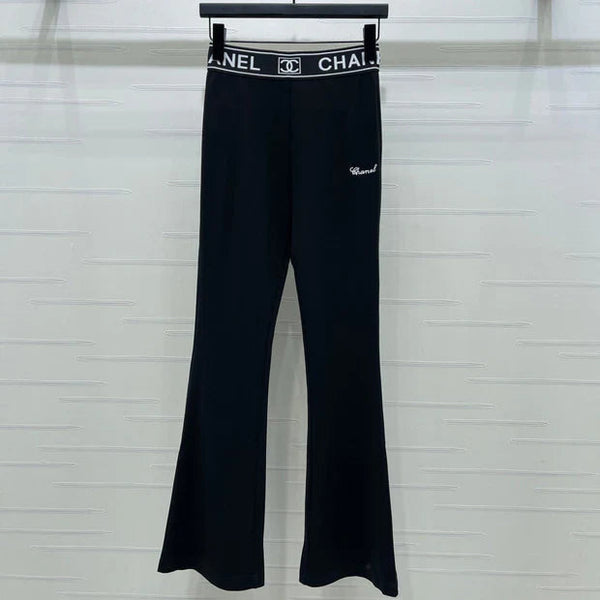 Chanel 2026 Pantalon Évasé Lettre en Sangle Coton Polyamide Noir Blanc 363365
