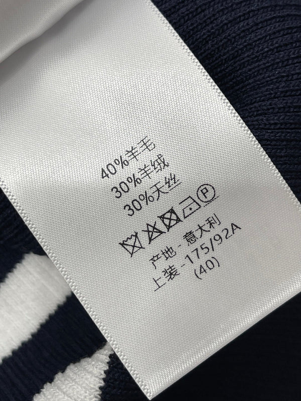 CD Knit Short-Sleeved Sweater Dark Blue Wool Cashmere 380757