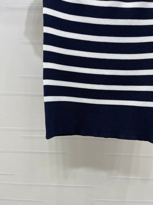 CD Knit Short-Sleeved Sweater Dark Blue Wool Cashmere 380757