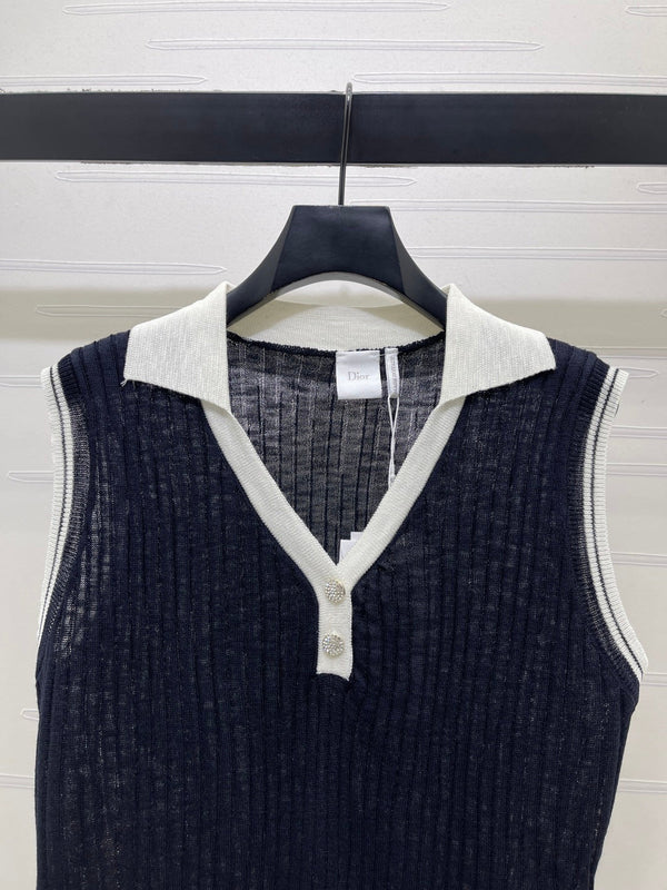 CD 26s Collared Knit Vest Lyocell Polyester 401590