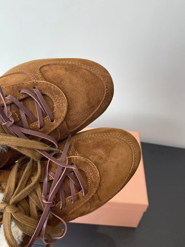 MiuMiu 25 sneaker brown suede wool 521962