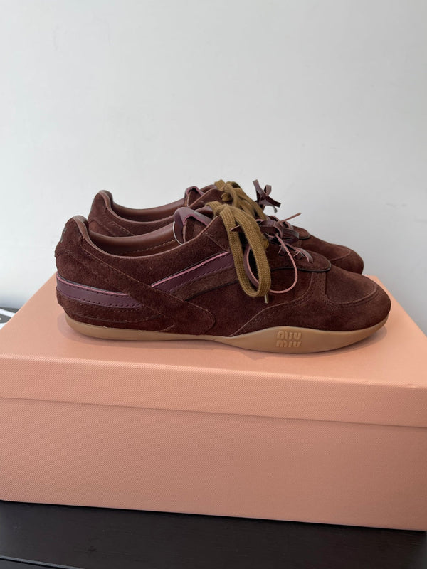 MiuMiu 25 sneaker dark brown suede 521963