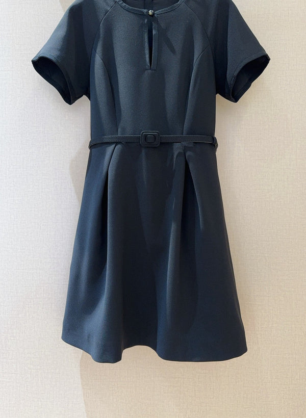 CD 25 Round Neck Raglan Sleeve Dress Black Polyester