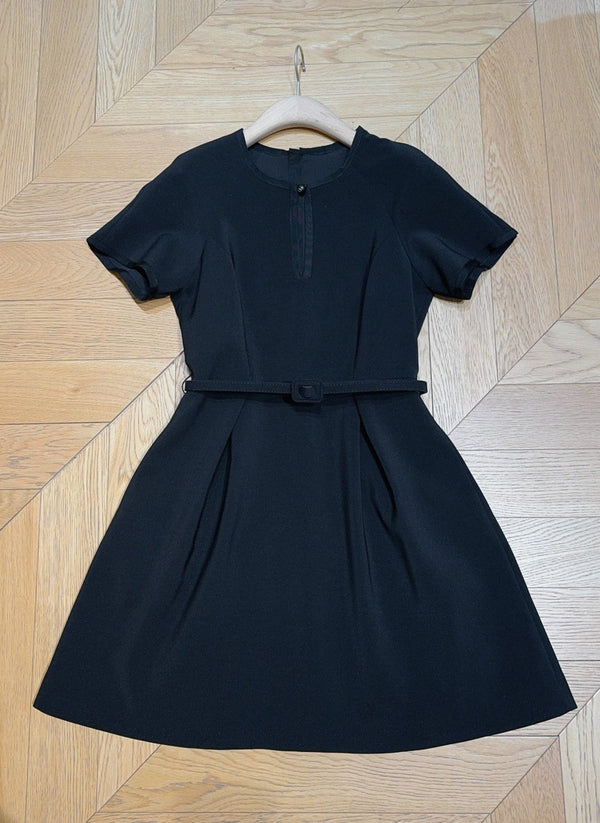 CD 25 Round Neck Raglan Sleeve Dress Black Polyester