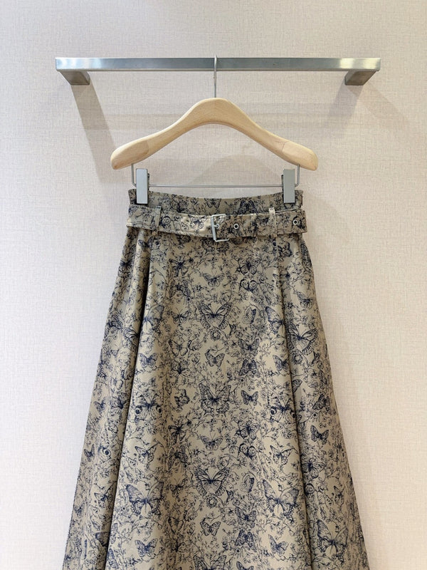 CD Butterfly Print Long skirt Cotton