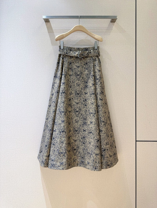 CD Butterfly Print Long skirt Cotton