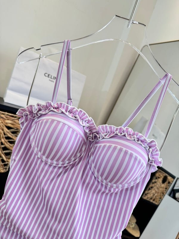 Celine Bikini Pink White Cotton 185843