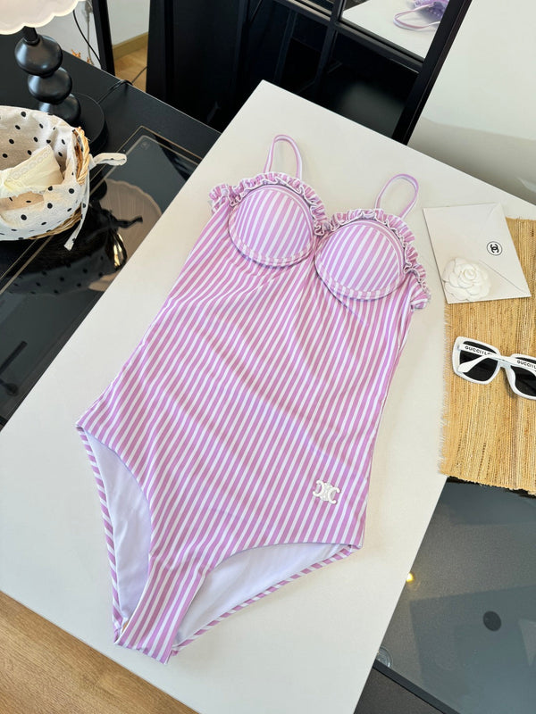 Celine Bikini Pink White Cotton 185843