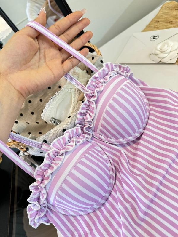 Celine Bikini Pink White Cotton 185843