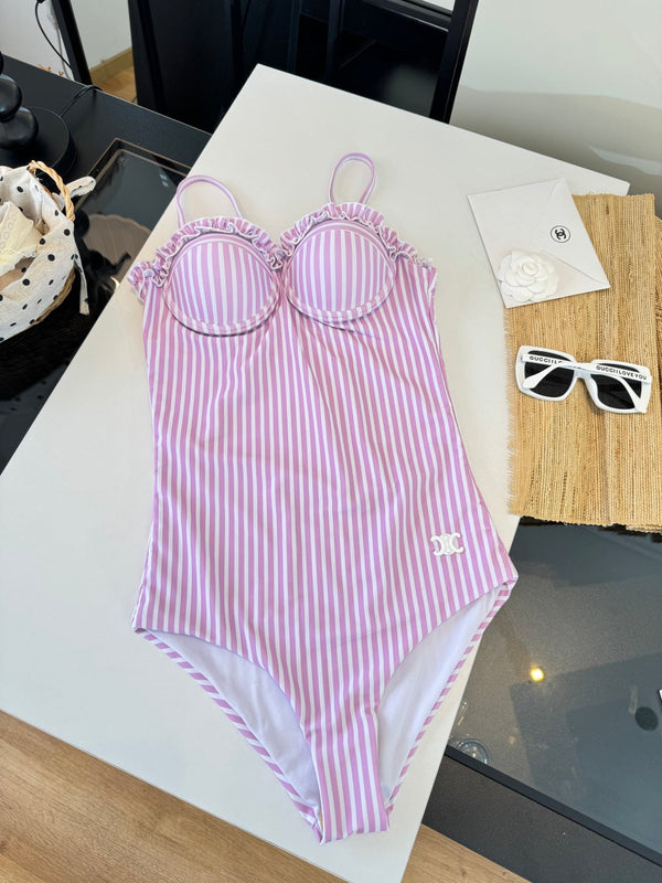 Celine Bikini Pink White Cotton 185843