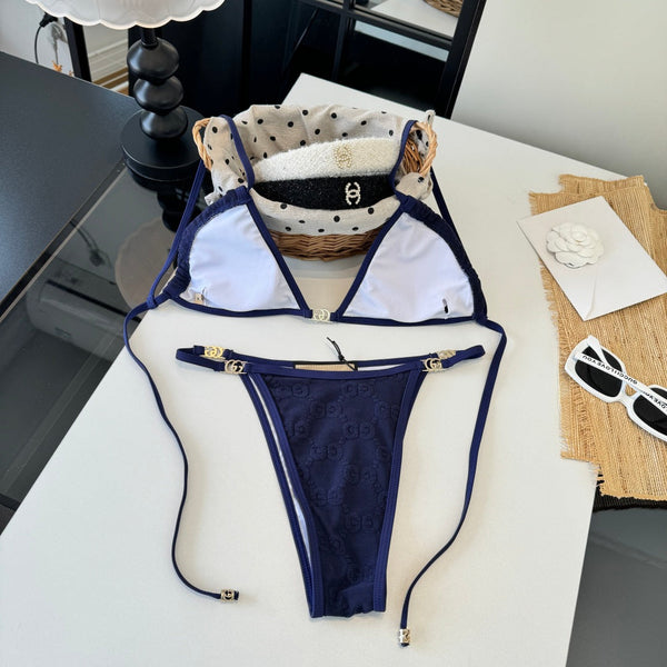Gucci 26s Swimsuit Navy Blue Colorful Cotton