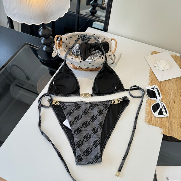 Celine Two-Piece Bikini Grey Black 203016