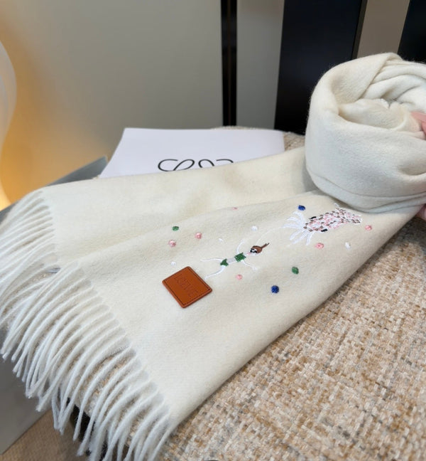 Loewe Scarf 180CM Ivory Wool-blend 909785