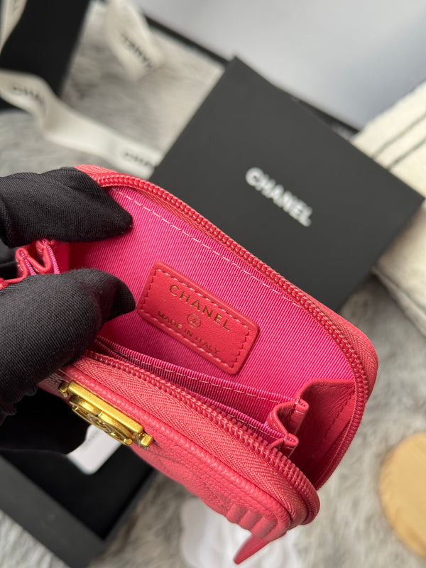 CC Classic Boy Portamonete in pelle di vitello granata color oro rosa 242880