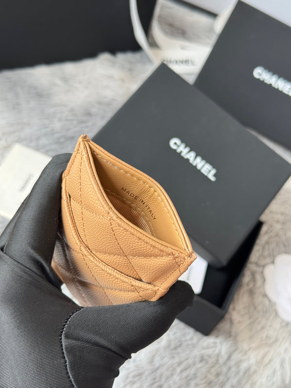 CC Carld Holder Beige Grain Calfskin 242694