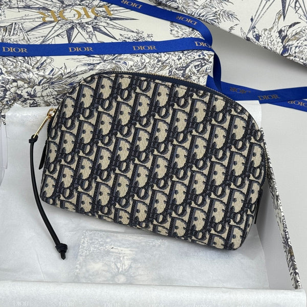 CD Oblique Beauty Case 24cm Blue Jacquard