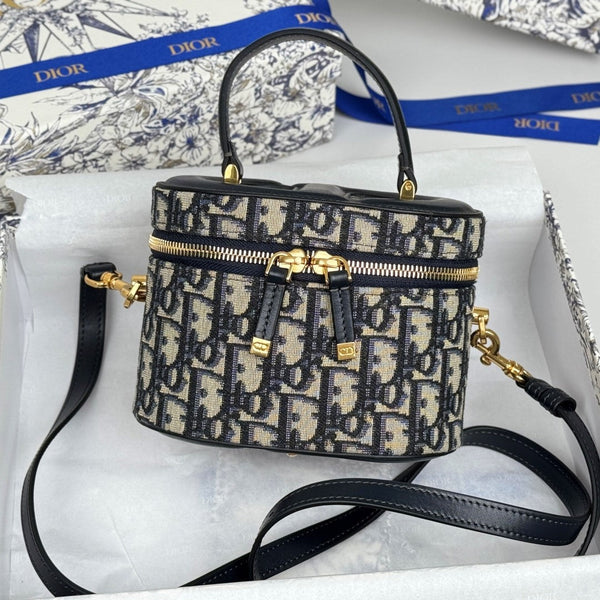 CD Signature Vanity Case 16cm Blue Jacquard
