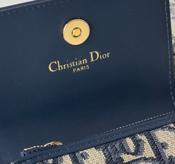 CD 30 Montaigne Glycine Wallet 11cm Blue Jacquard