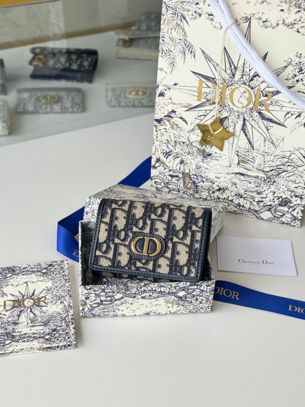 CD 30 Montaigne Glycine Wallet 11cm Blue Jacquard