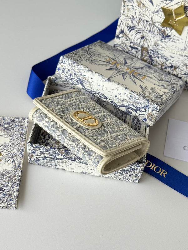 CD 30 Montaigne Glycine Wallet 11cm White Grey Jacquard