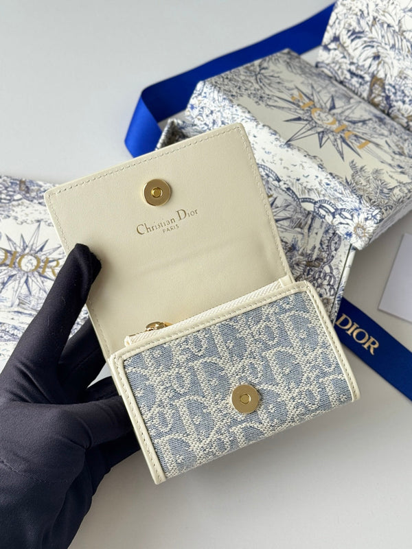 CD 30 Montaigne Glycine Wallet 11cm White Grey Jacquard