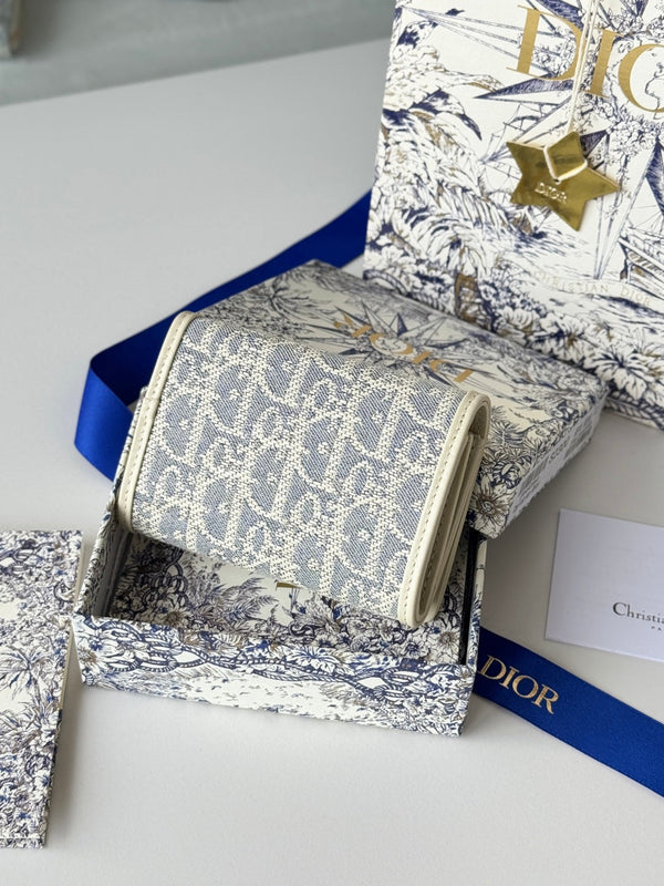 CD 30 Montaigne Glycine Wallet 11cm White Grey Jacquard