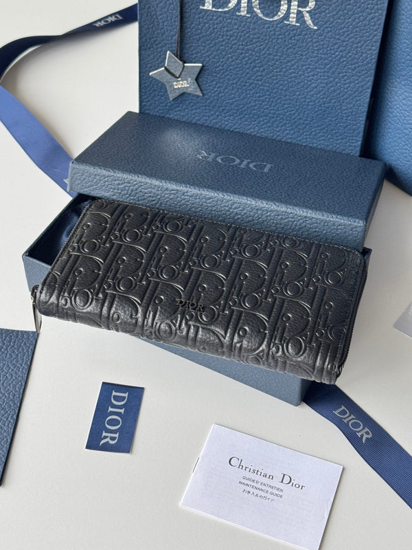 CD Long Zipped Wallet 19.8cm Black Gravity Leather