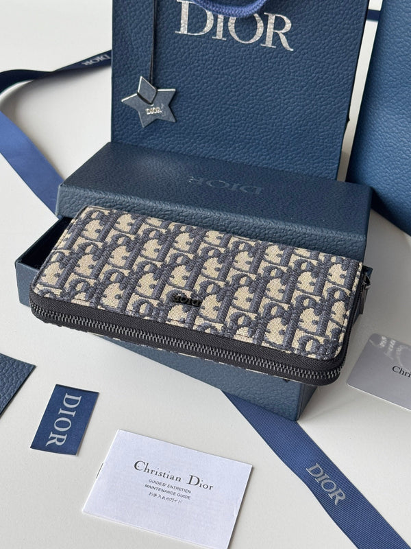 Portafoglio lungo con cerniera per CD, 19,8 cm, beige e nero, jacquard