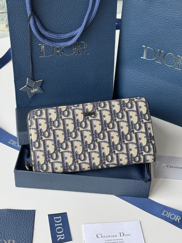 Portafoglio lungo con cerniera per CD, 19,8 cm, beige e nero, jacquard