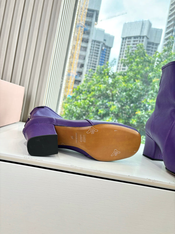 Miu Bootie Purple Nappa Leather 506642