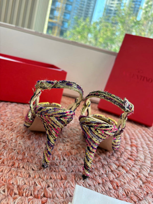 VLogo Signature Slingback 80mm Black Tweed 702208
