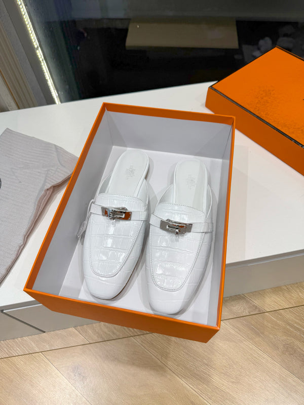 HM 26s Destin Mule White Crocodile Leather 967710