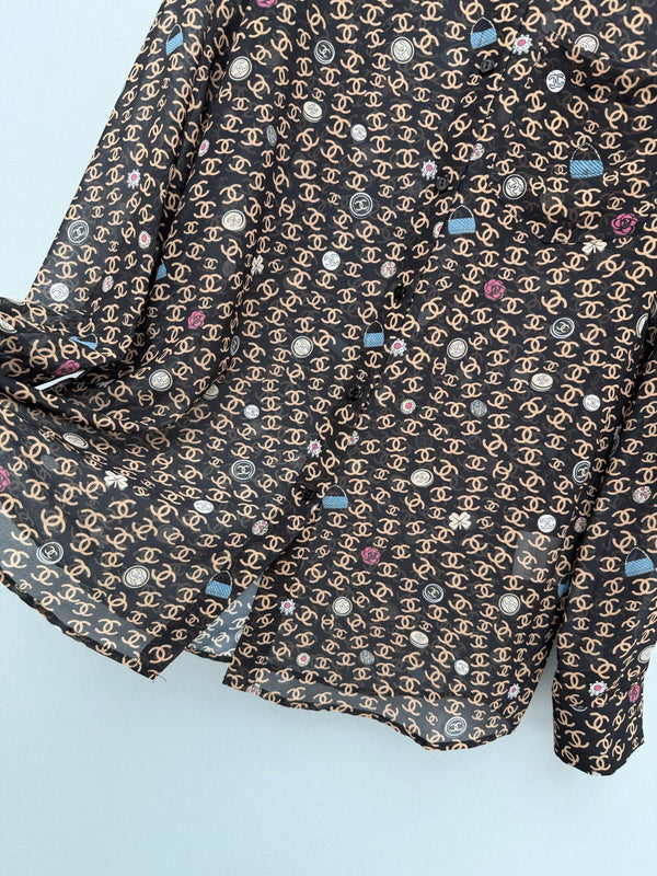 Haut à manches longues imprimé CC 26s polyester noir 367043
