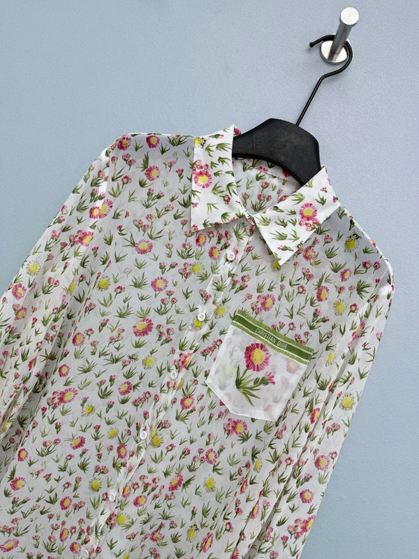 CD 26s Print Long-Sleeve Shirt White Polyester 367039