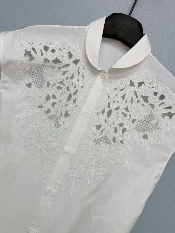 Valentino 26s Embroidered Sleeveless White Polyester 367034