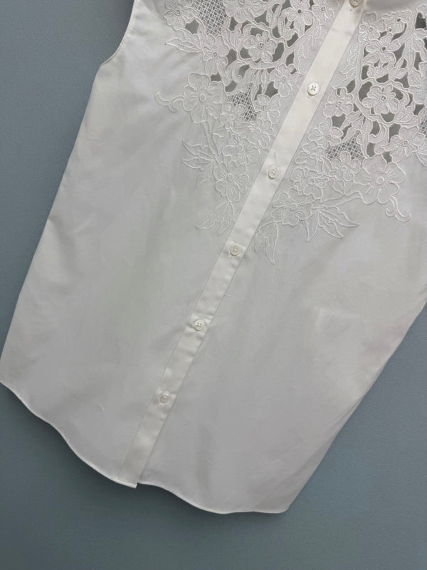 Valentino 26s Embroidered Sleeveless White Polyester 367034