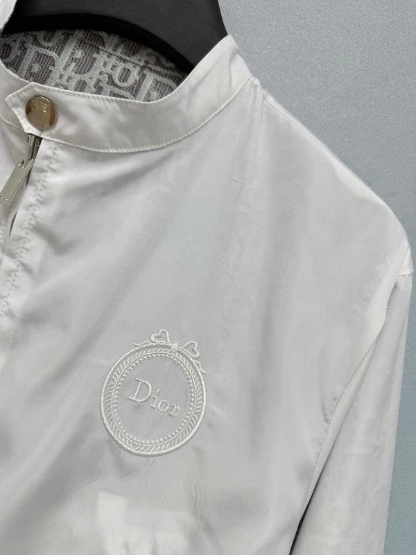 CD Oblique Bomber Jacquard Pattern White Polyester 366997